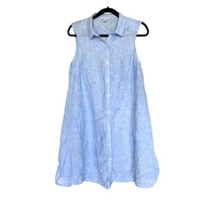SAKS 5TH AVENUE Blue Linen Sleeveless Dress Size 8